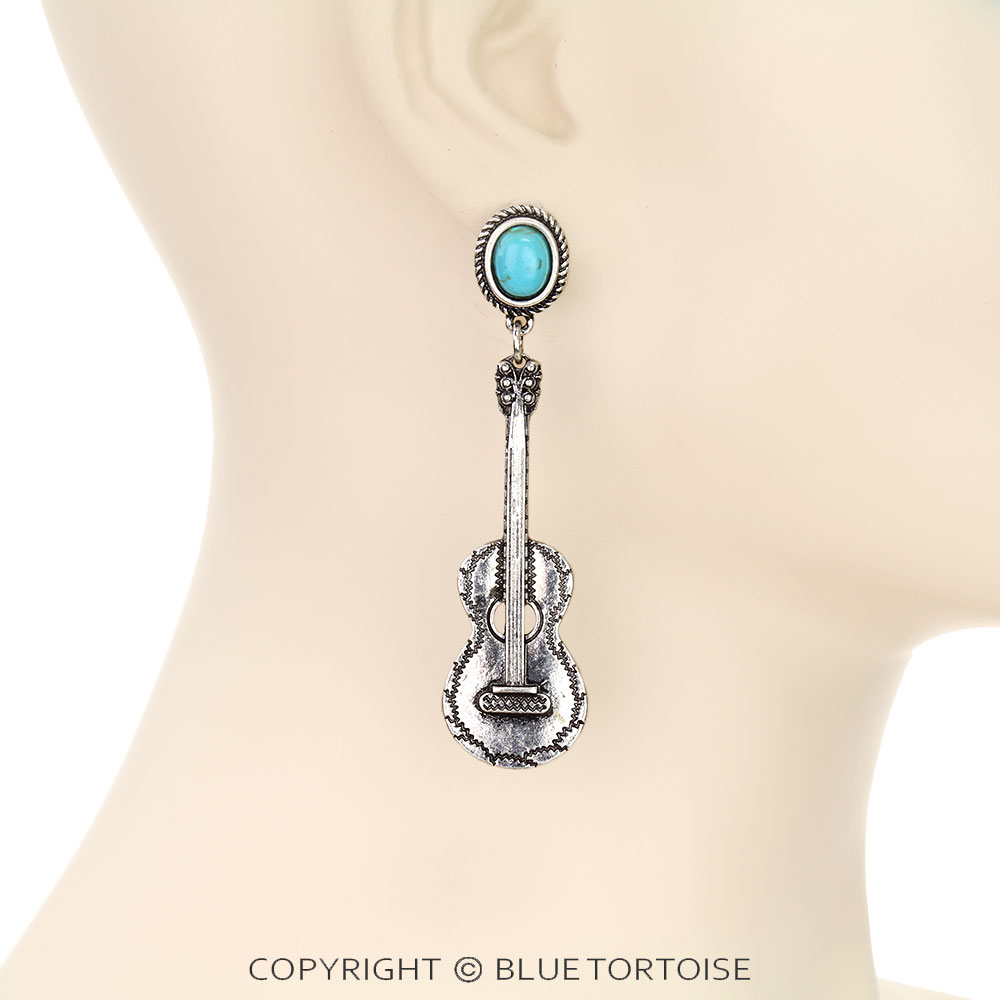 Western Guitar Stone Stud Earrings - Image 2