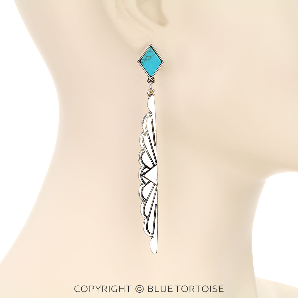 Western Fan Shape Concho Stud Earrings - Image 2