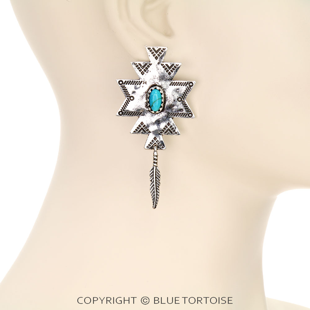 Western Aztec Stone Stud Earrings - Image 2