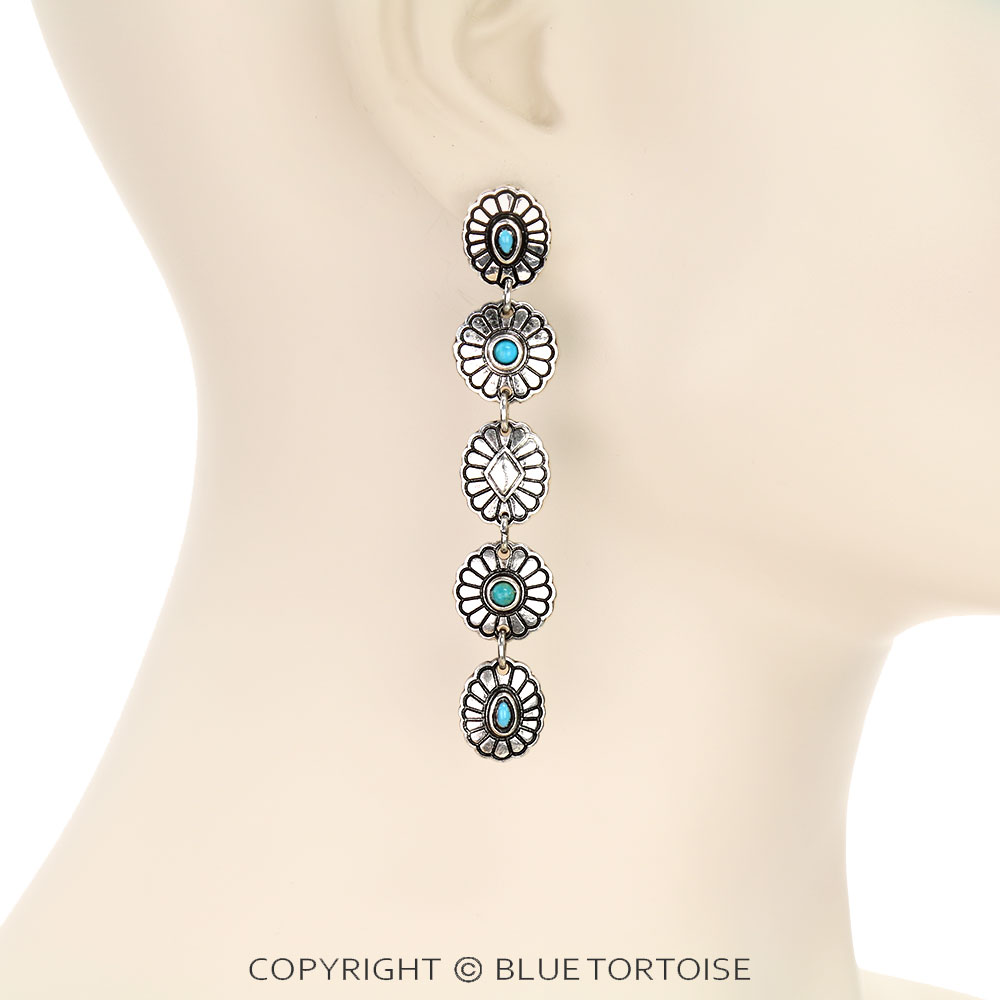 Western Concho Drop Stud Earrings - Image 2