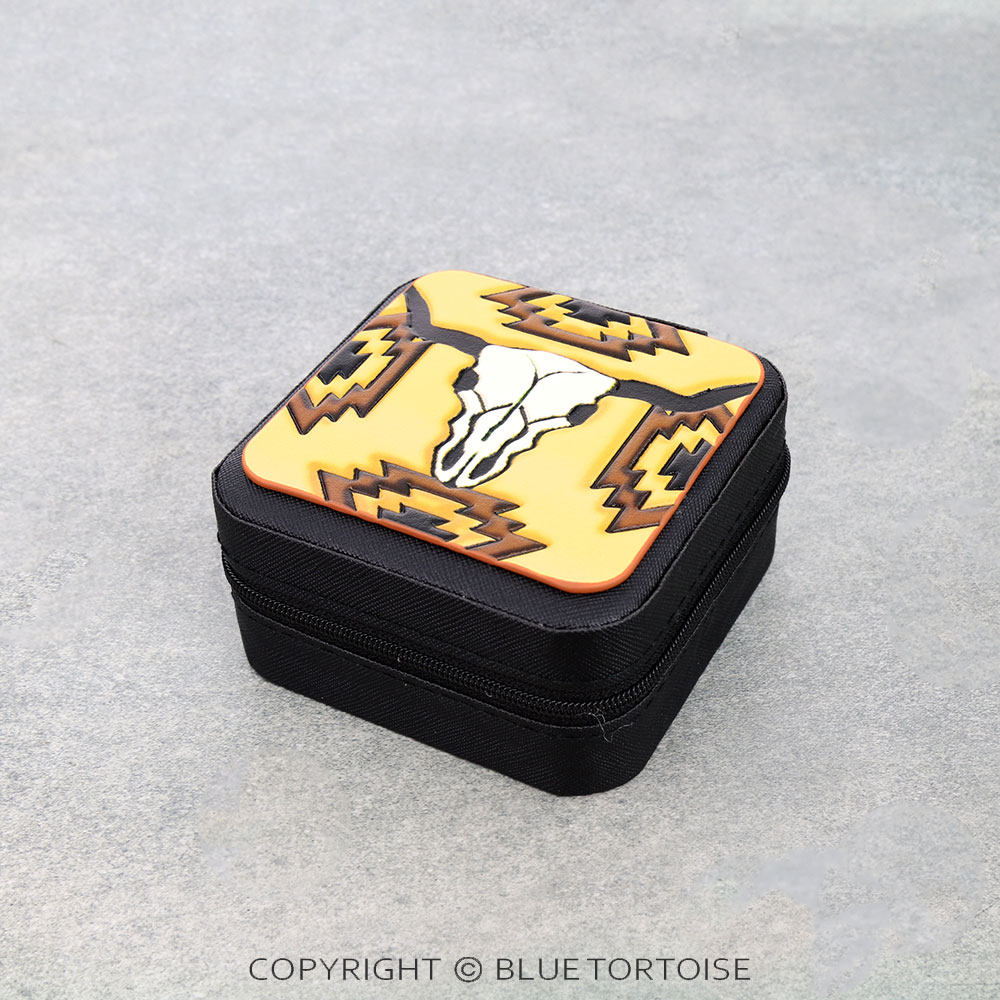 Western Tooled Leather Travel Jewelry Box - Steer Skull