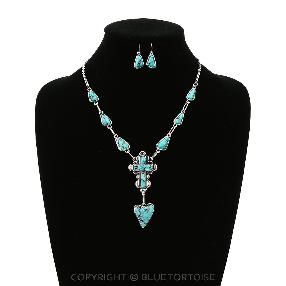 Western Cross Stone Necklace Set - Image 2