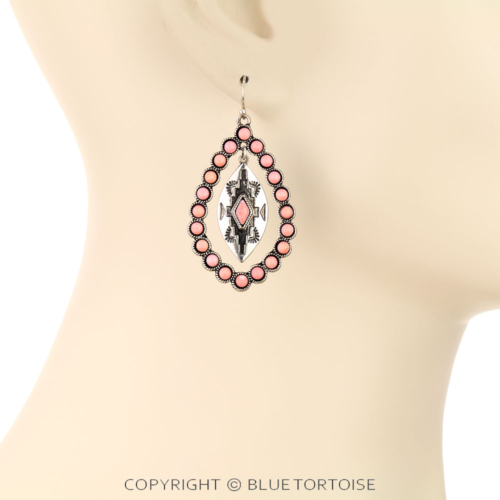 Western Aztec Stone Dangle Earrings - Image 2