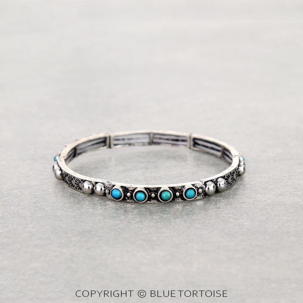 Western Thin Zuni Stone Stretch Bracelet