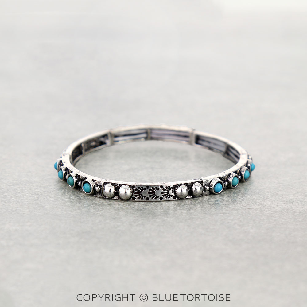 Western Thin Zuni Stone Stretch Bracelet - Image 2