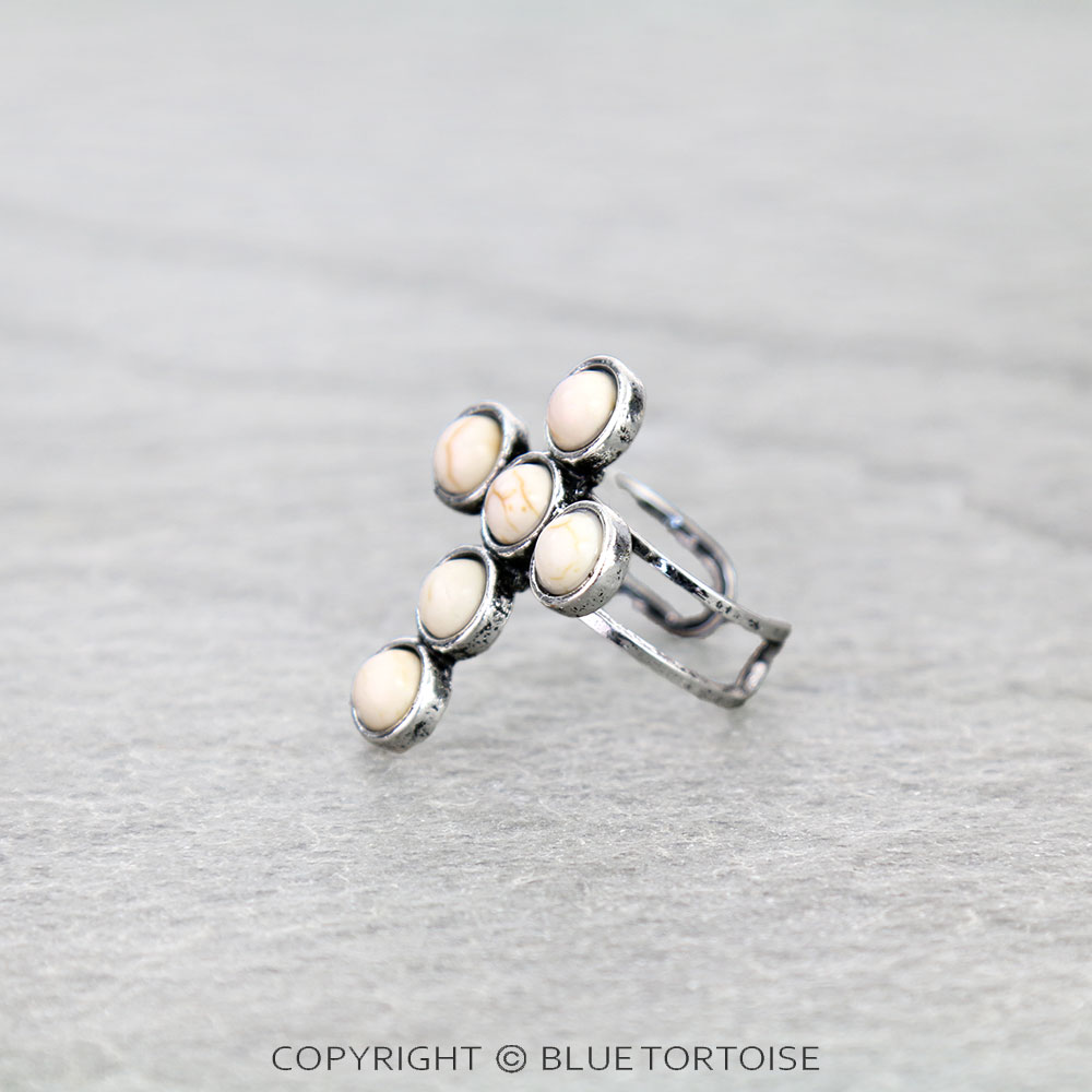 Western Cross Stone Cuff Ring - Image 2