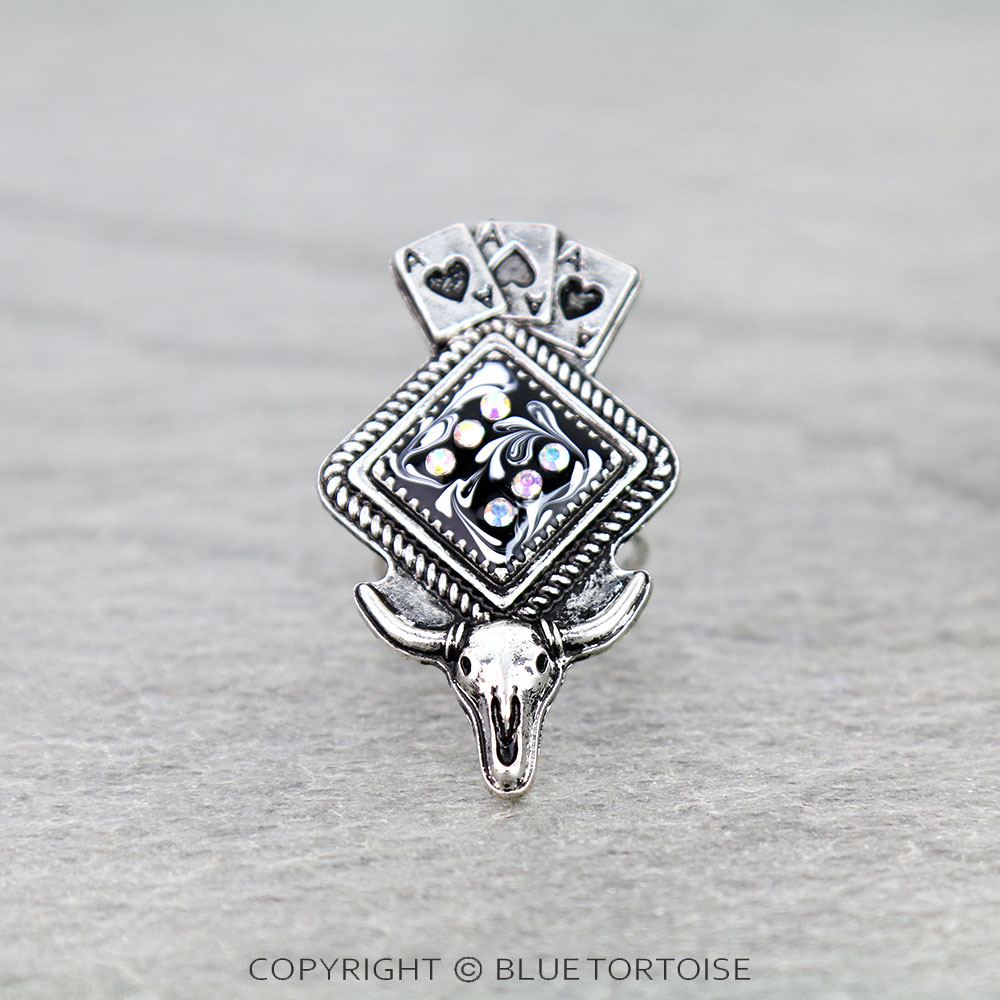 The Luck of the Draw Dice with Steer Skull Cuff Ring