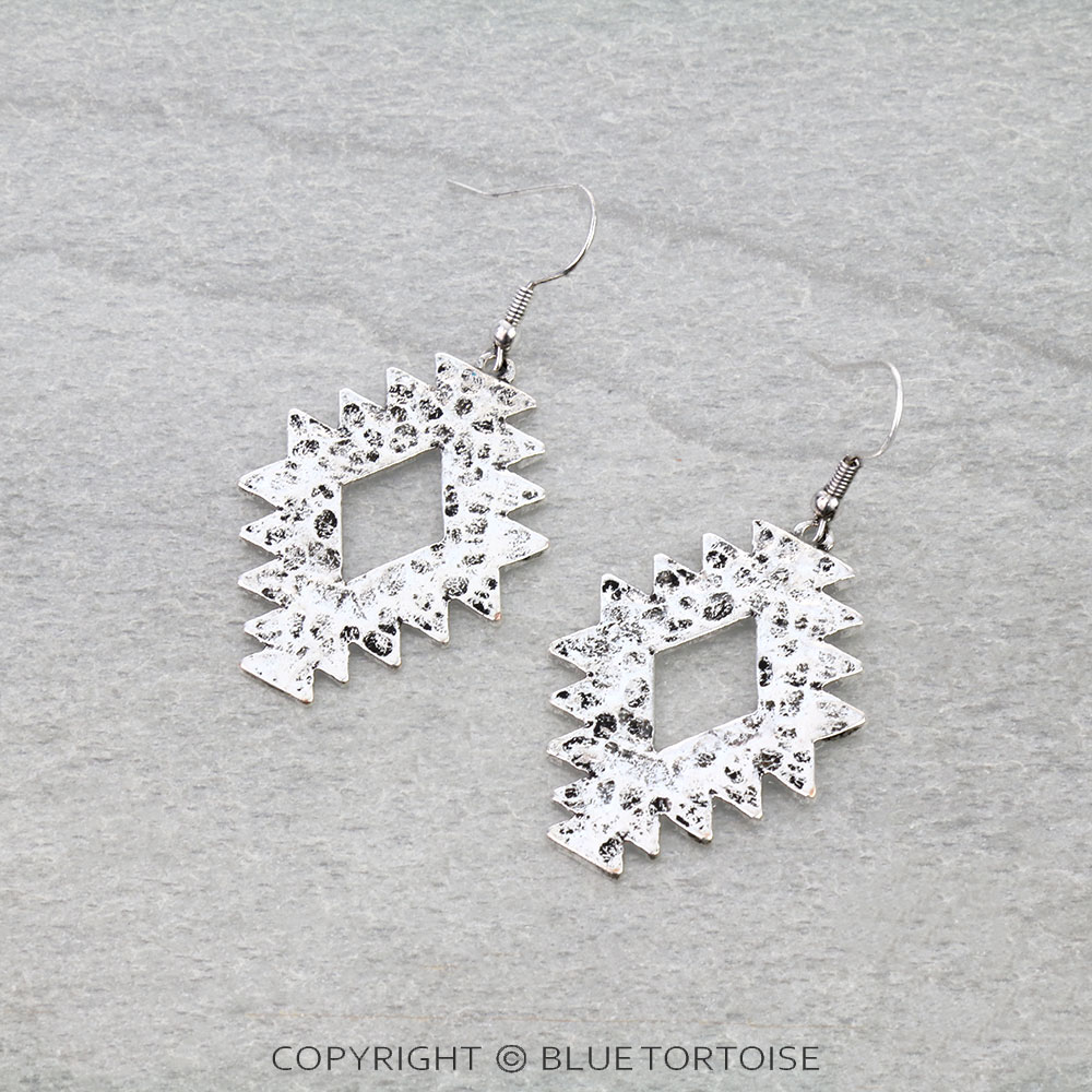 Western Hammer Textured Aztec Dangle Earrings