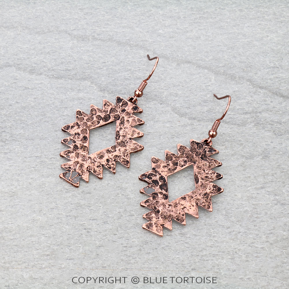 Western Hammer Textured Aztec Dangle Earrings