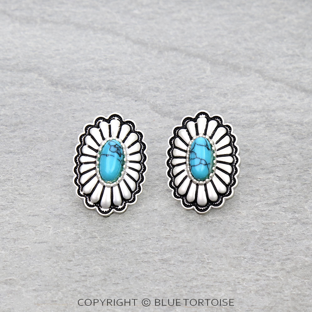 Western Concho Stud Earrings