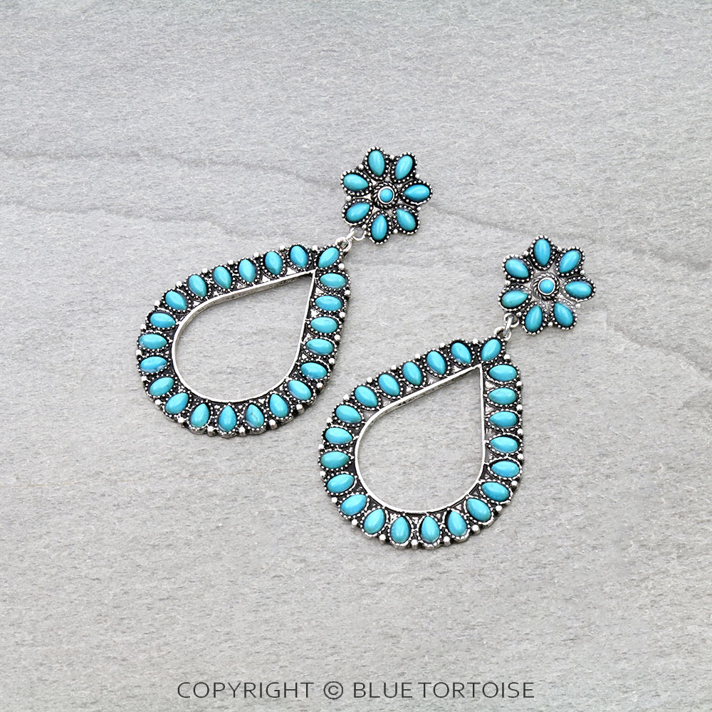 Western Teardrop Stone Stud Earrings