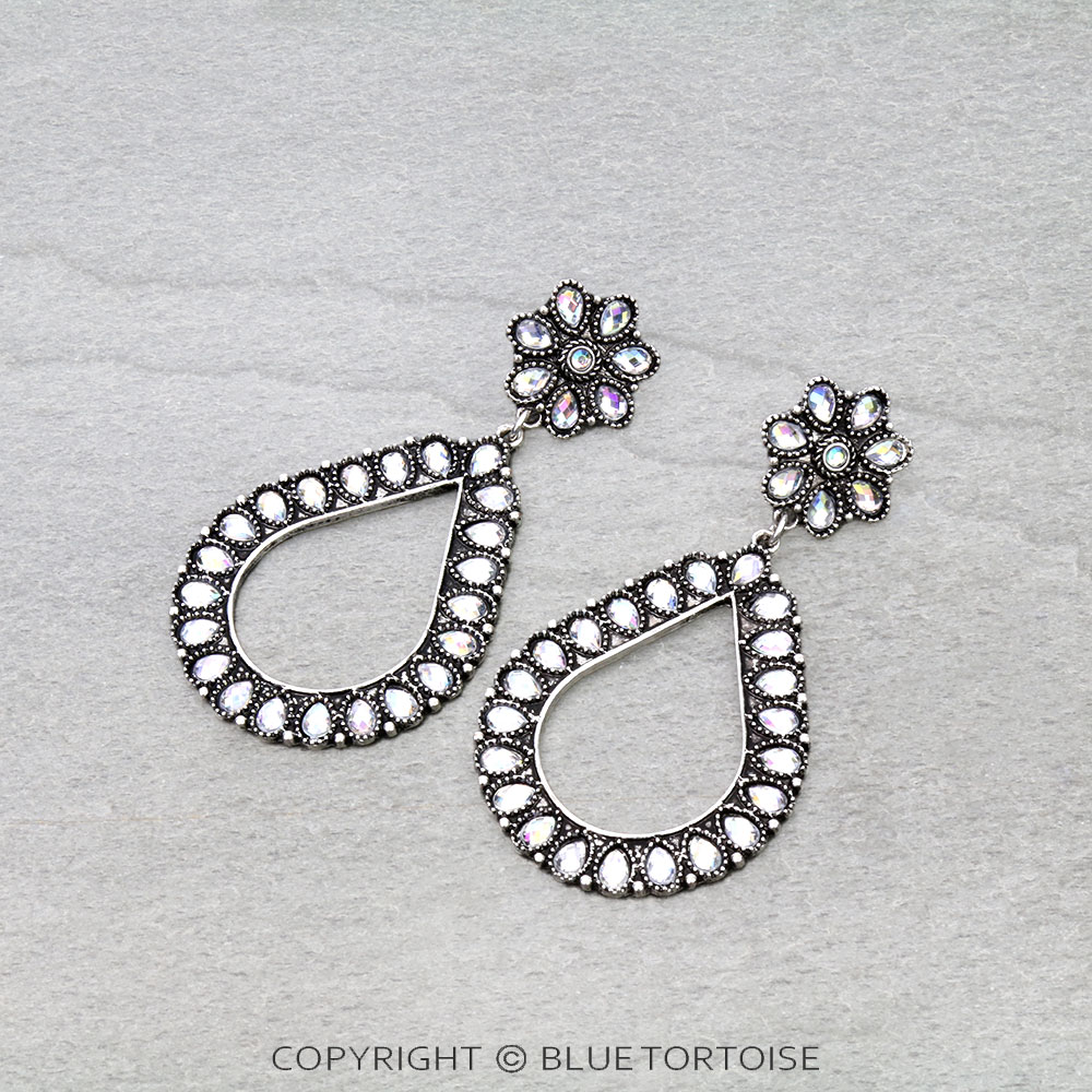 Western Teardrop Stone Stud Earrings