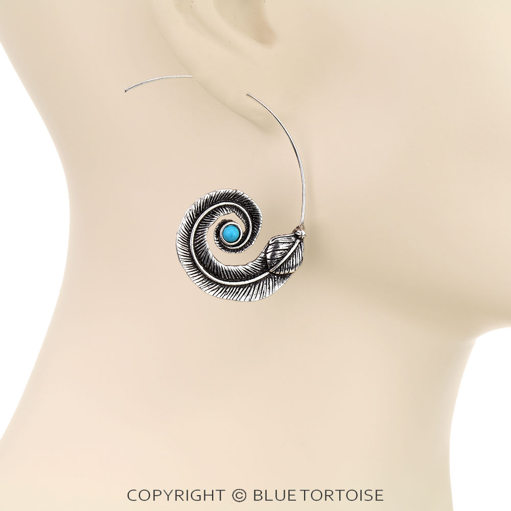 Western Feather Hoop Earrings - Image 2