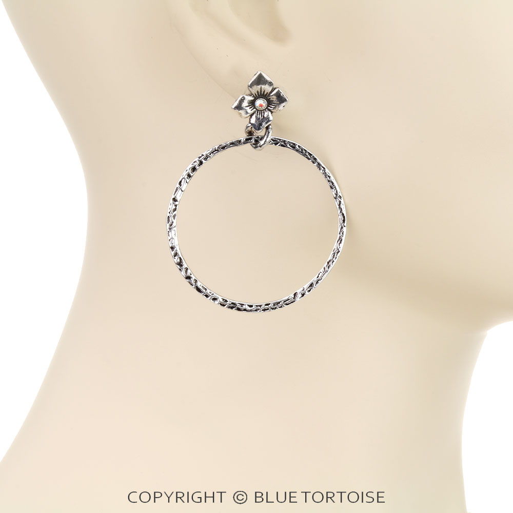 Western Round with Flower Stud Earrings - Image 2