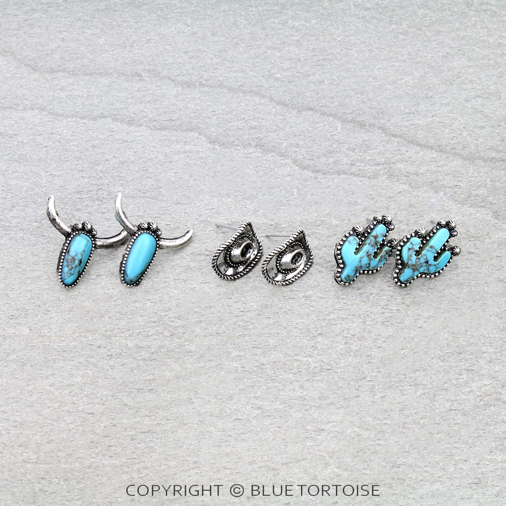 3 Pair Western Style Earring Set