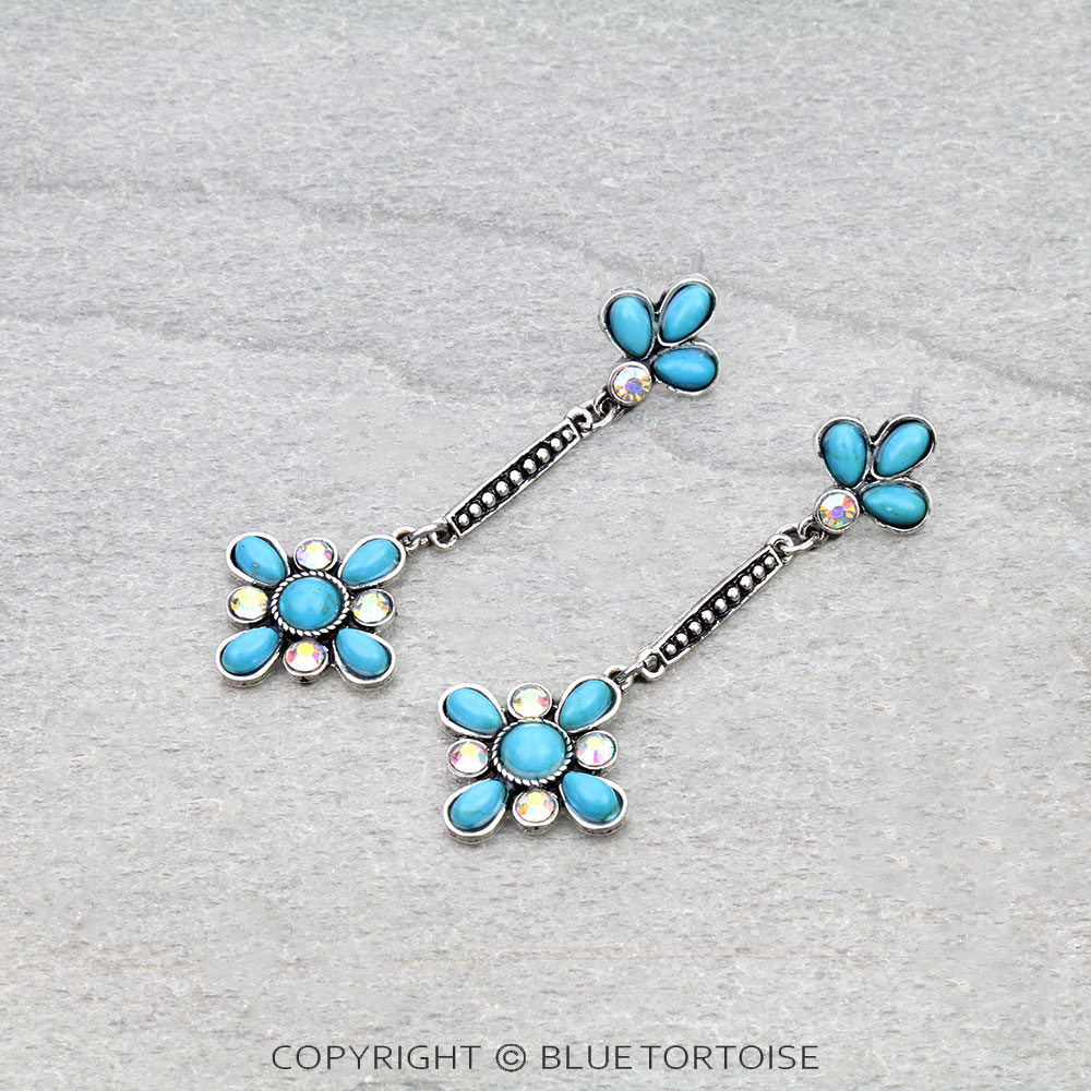 Western Flower Stone Stud Earrings