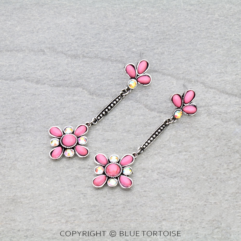 Western Flower Stone Stud Earrings