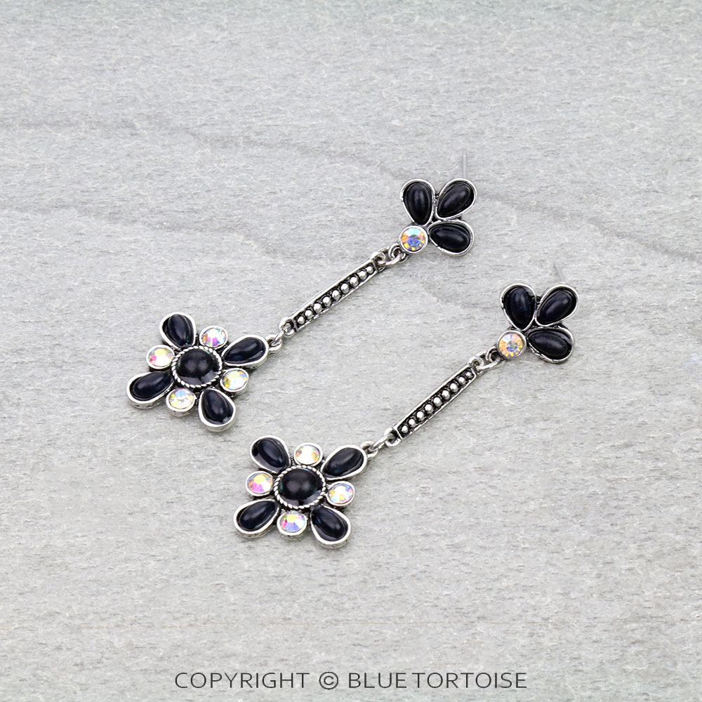 Western Flower Stone Stud Earrings
