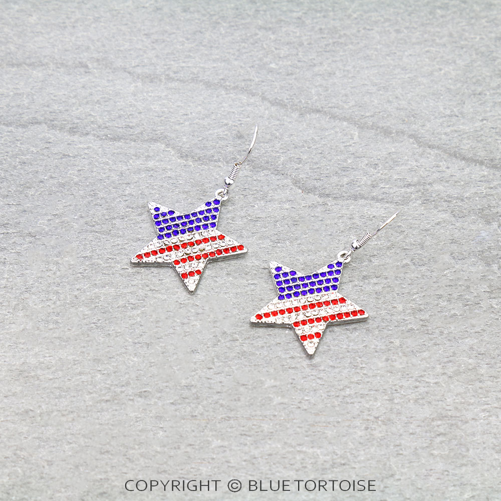 USA Star Dangle Earrings