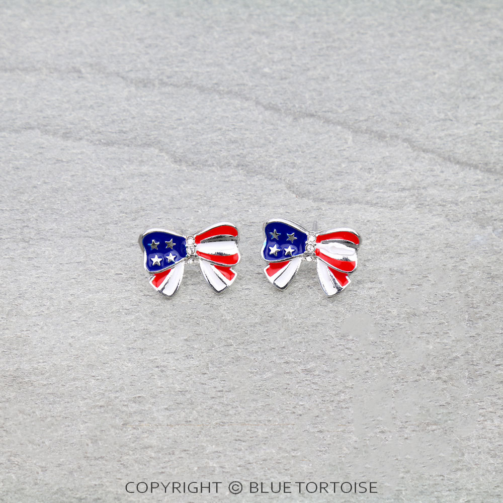 USA Ribbon Stud Earrings