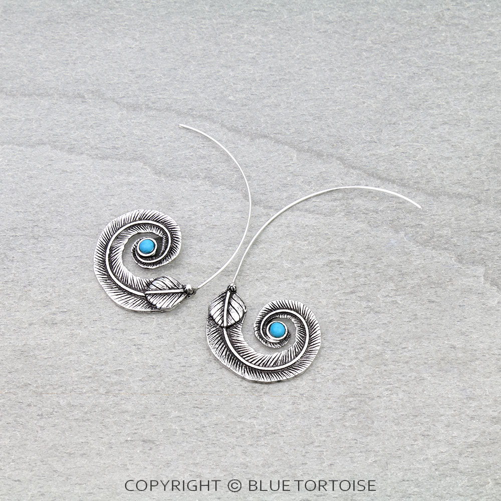 Western Feather Hoop Earrings