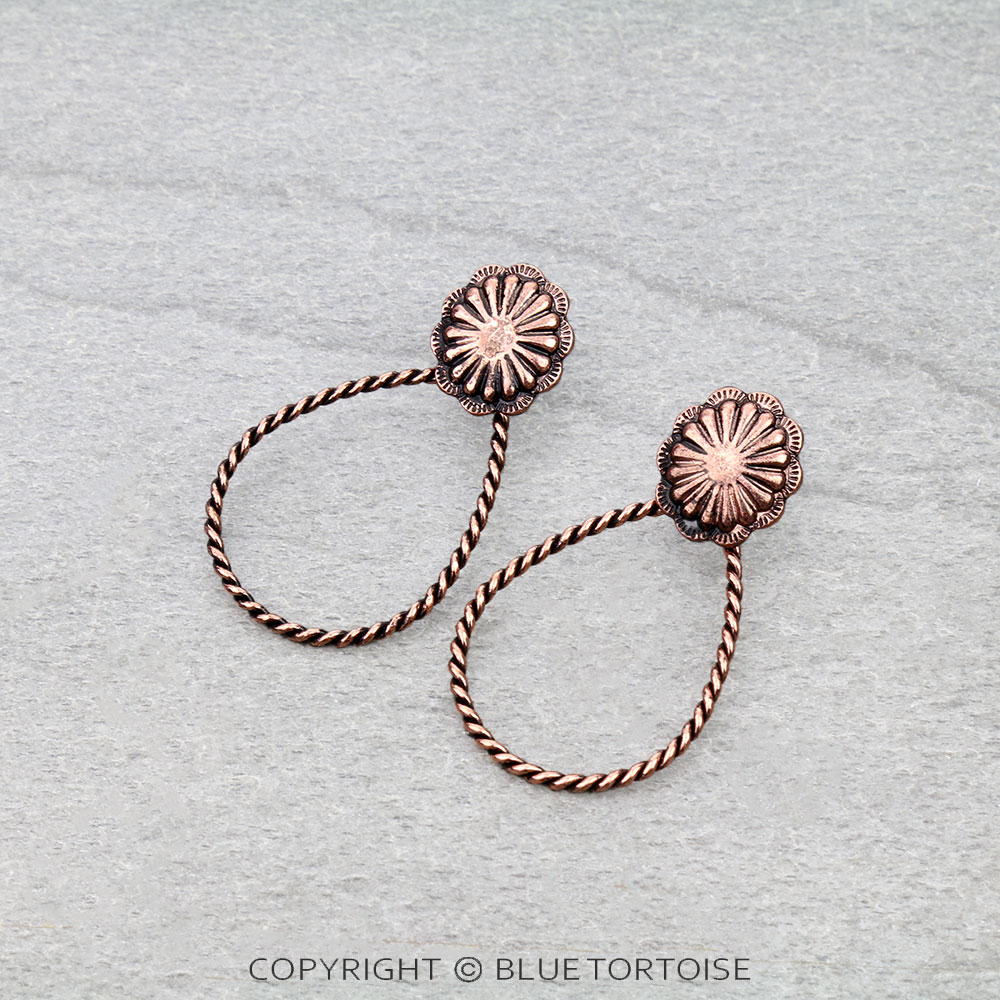 Western Twisted Teardrop Concho Stud Earrings