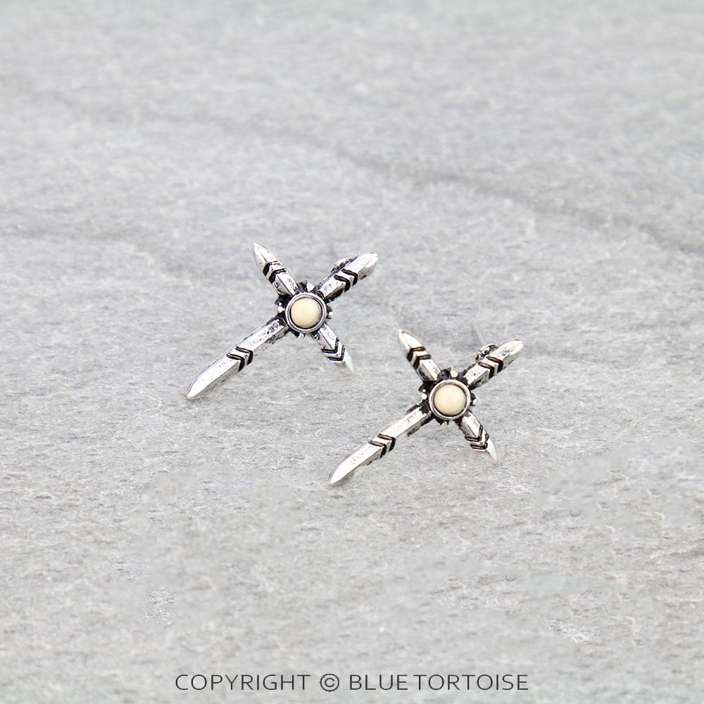 Western Cross Stud Earrings