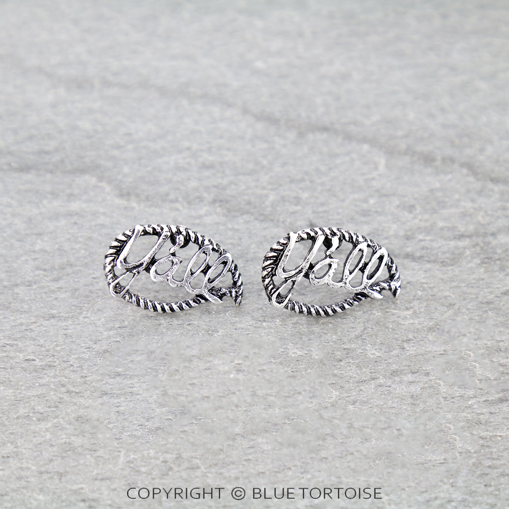 Western Rope Textured Y'all Stud Earrings