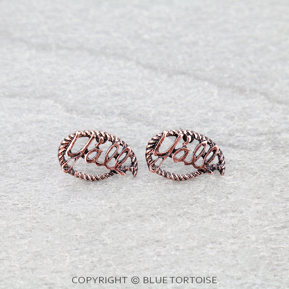 Western Rope Textured Y'all Stud Earrings