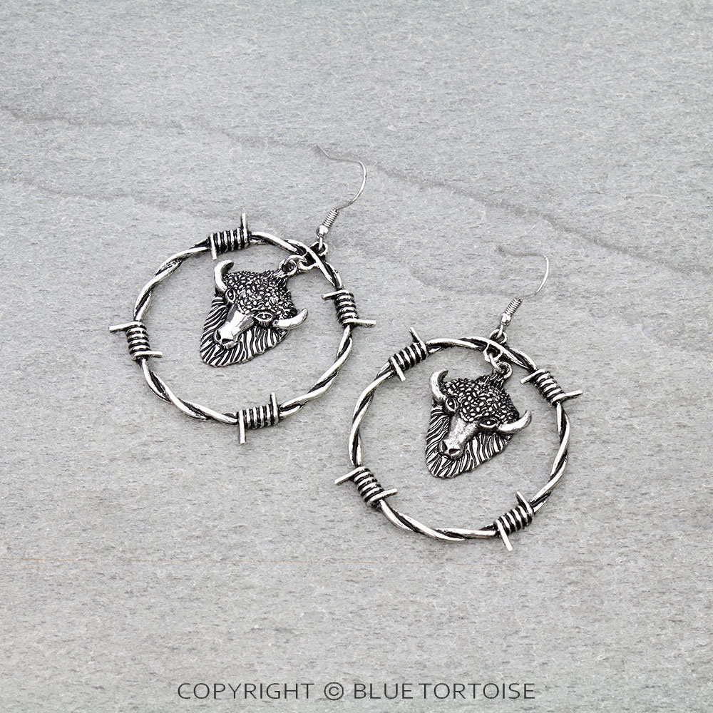 Western Buffalo Barbed Dangle Earrings
