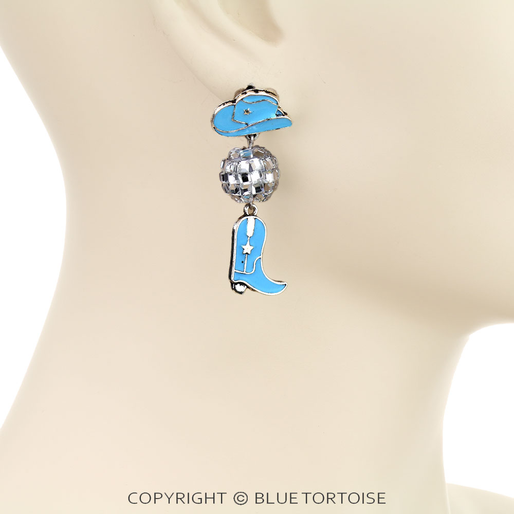Western Theme Disco Ball Stud Earrings - Image 2