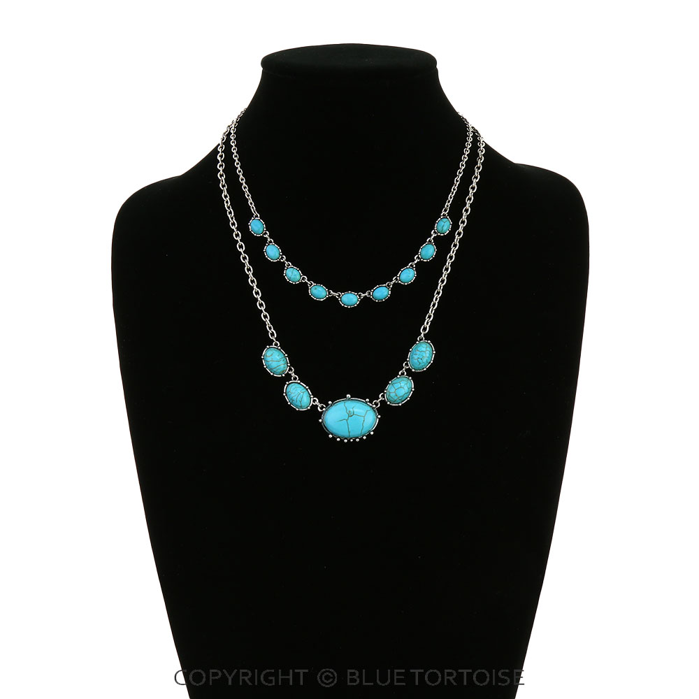 2 Layered Western Oval Stone Necklace - Image 2
