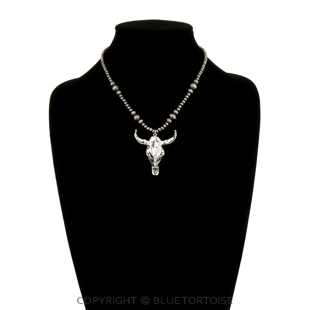 Western Steer Skull Pendant Necklace - Image 2