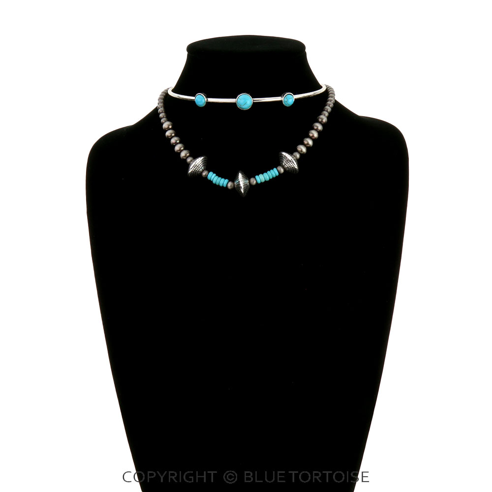 Navajo Style Pearl & Wire Necklace - Image 2