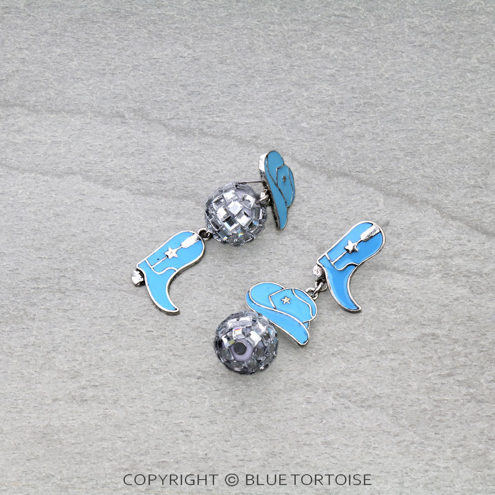 Western Theme Disco Ball Stud Earrings