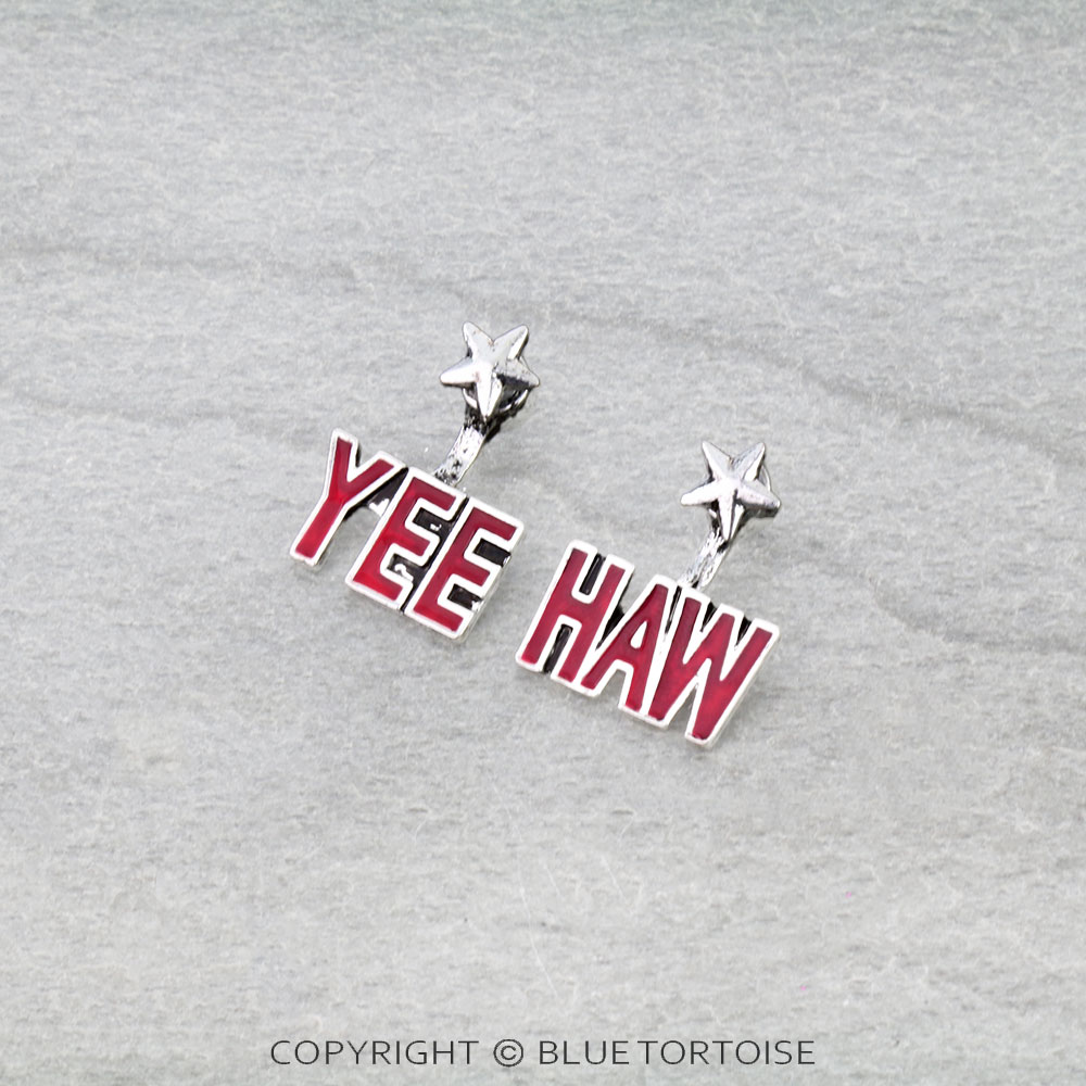Western "YEE-HAW" Typography Stud Earrings