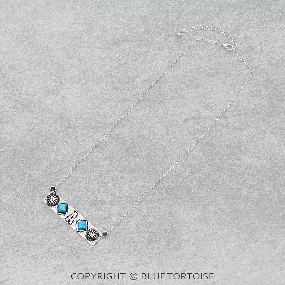 Initial “A” Concho Bar Necklace