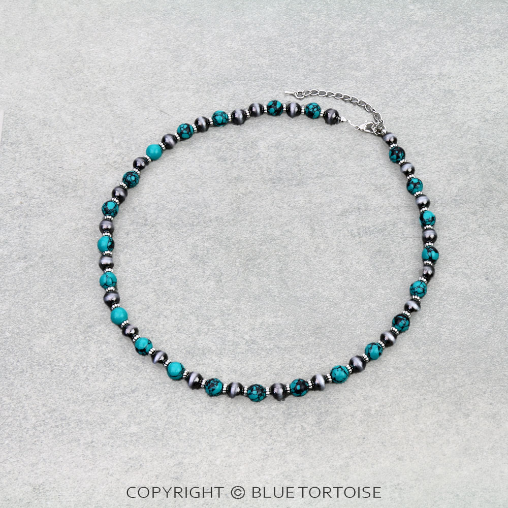 Navajo Style Pearl & Bead Necklace