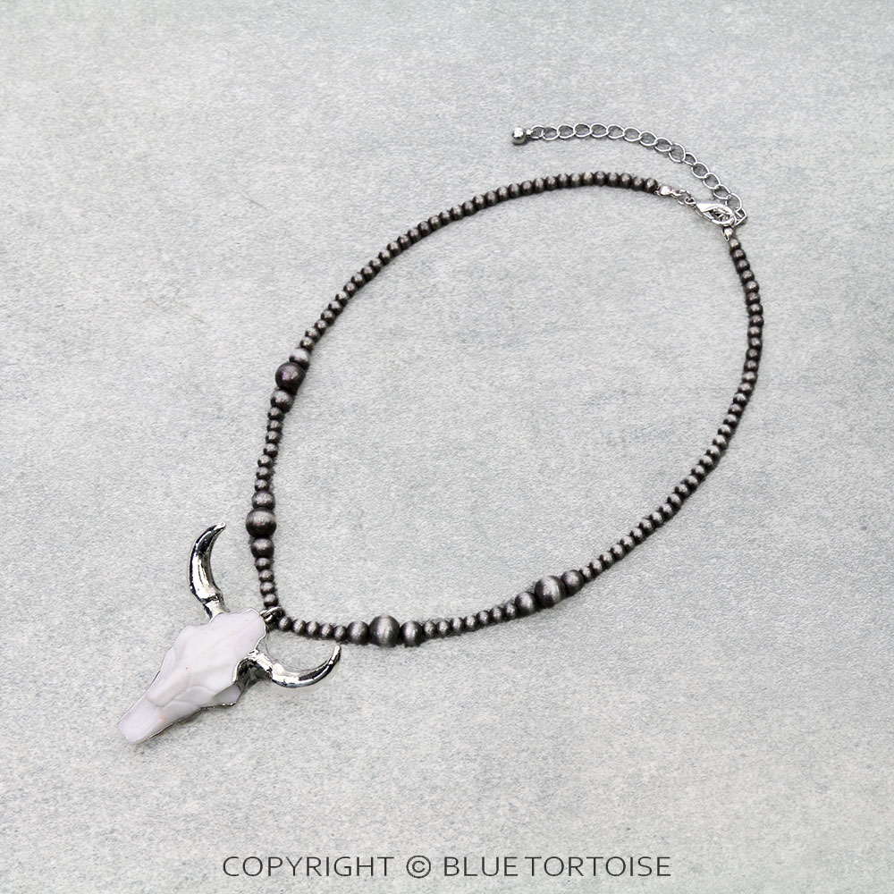 Western Steer Skull Pendant Necklace