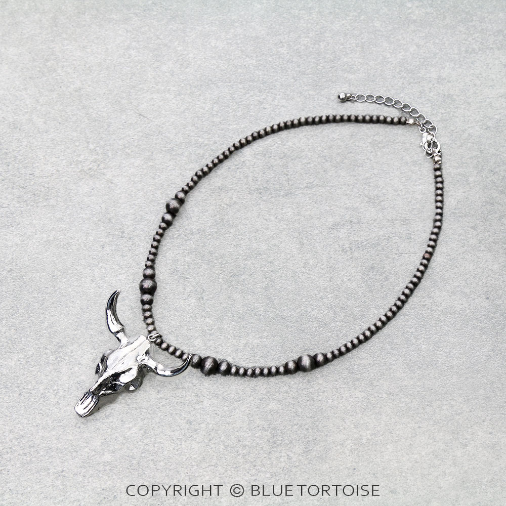 Western Steer Skull Pendant Necklace