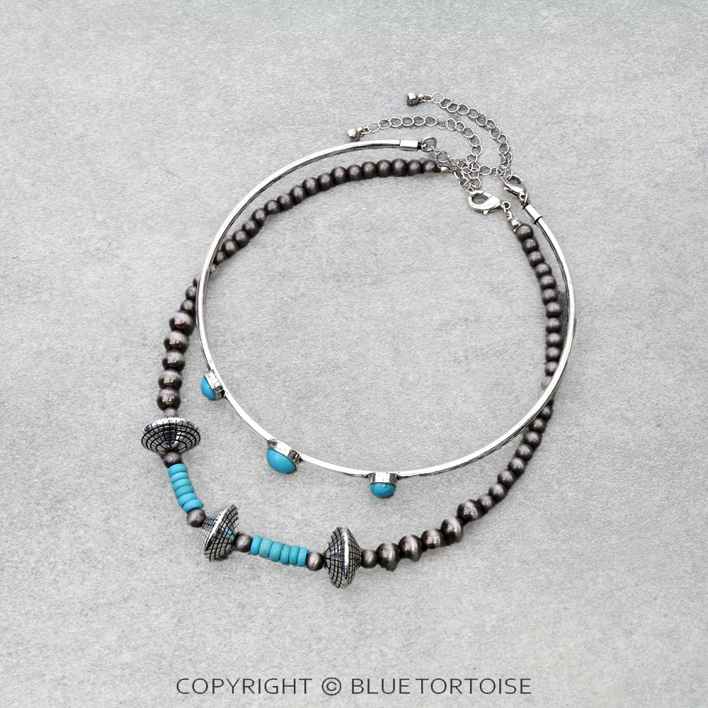 Navajo Style Pearl & Wire Necklace