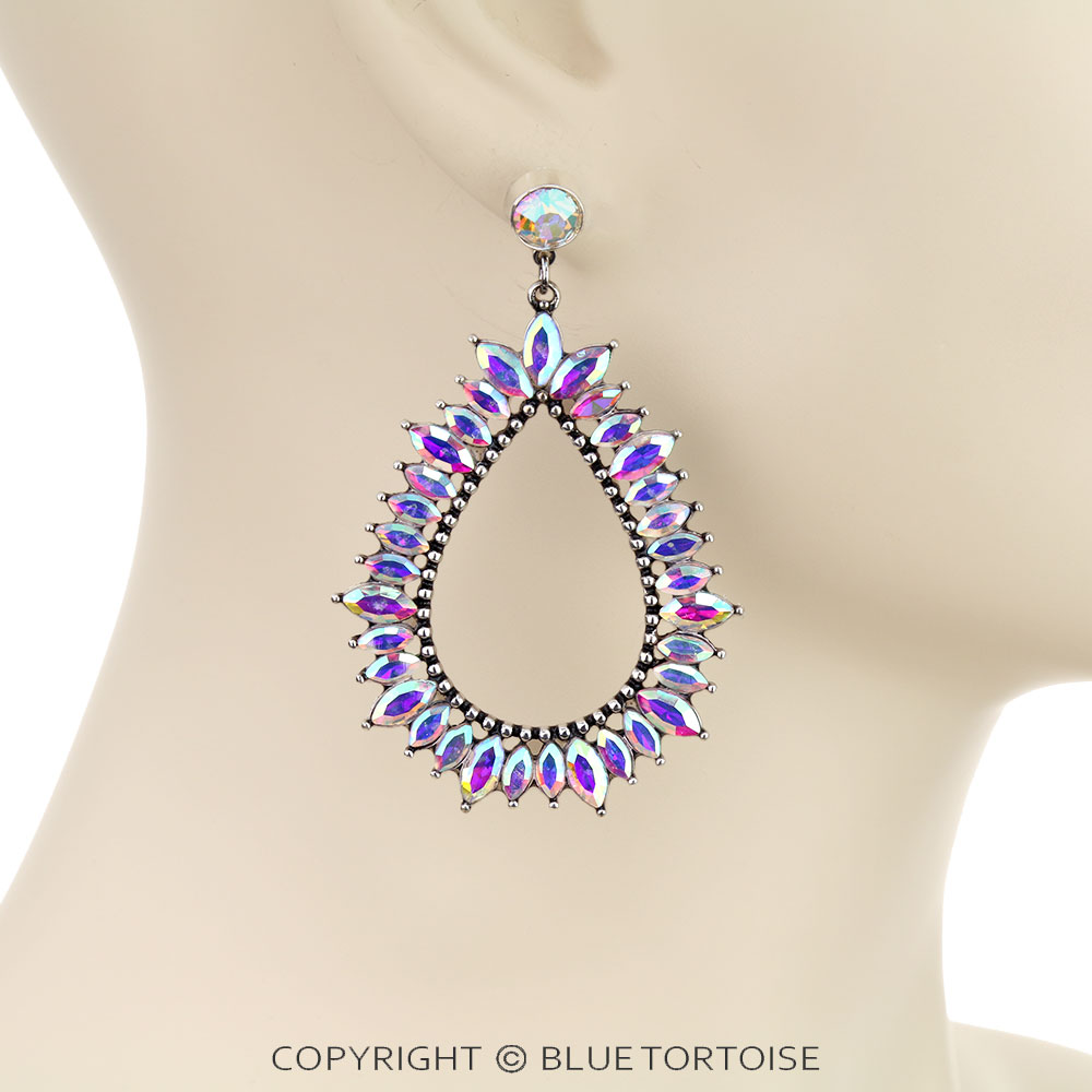 Western Style Teardrop Stone Stud Earrings - Image 2