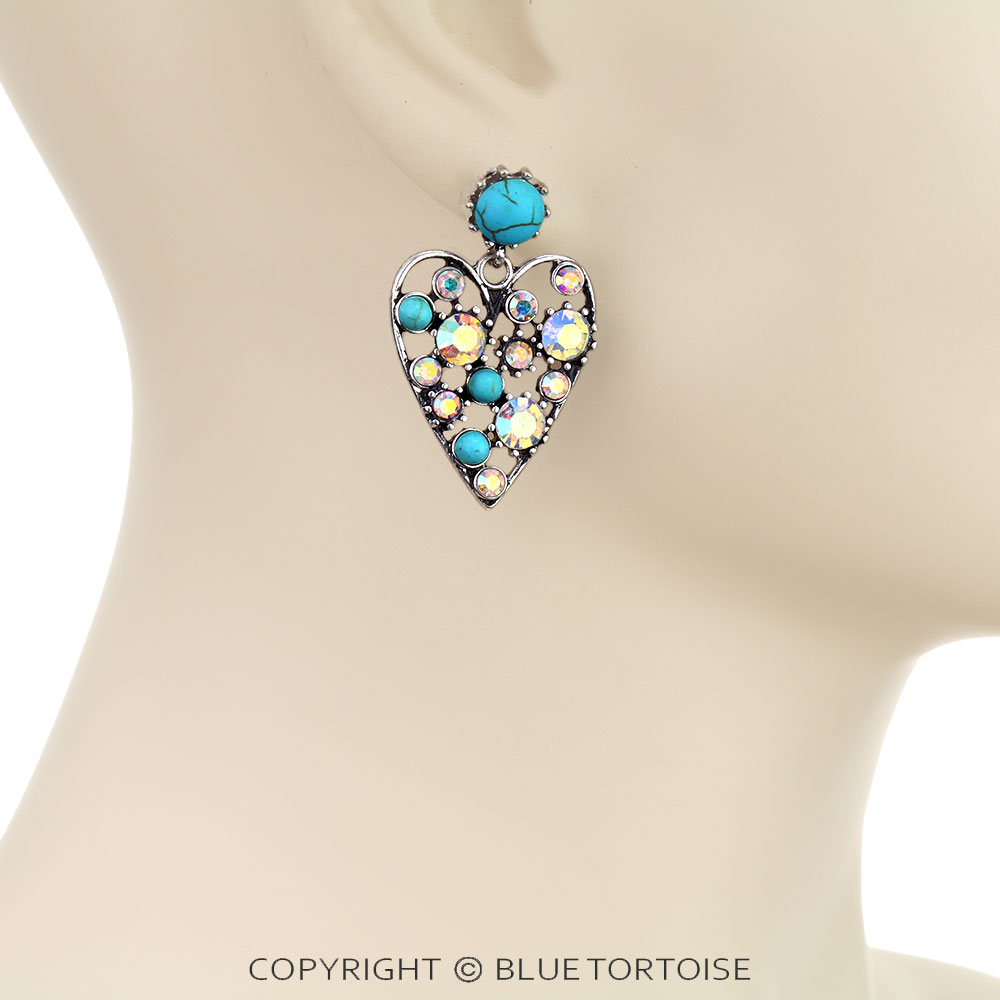 Western Heart Stone Stud Earrings - Image 2