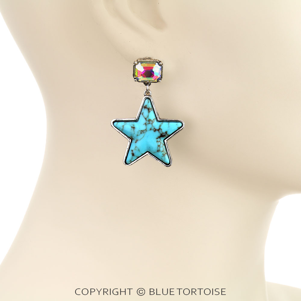 Western Star Stone Stud Earrings - Image 2