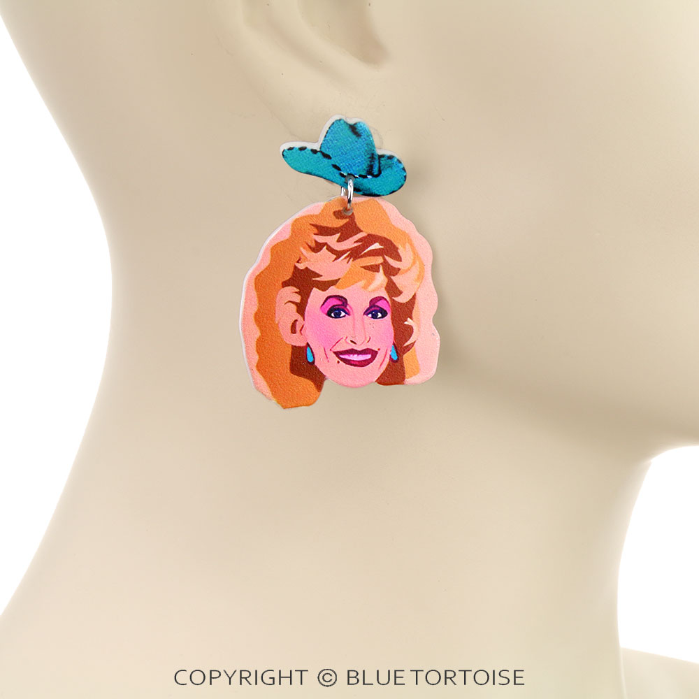 Western Dolly Parton Acrylic Stud Earrings - Image 2