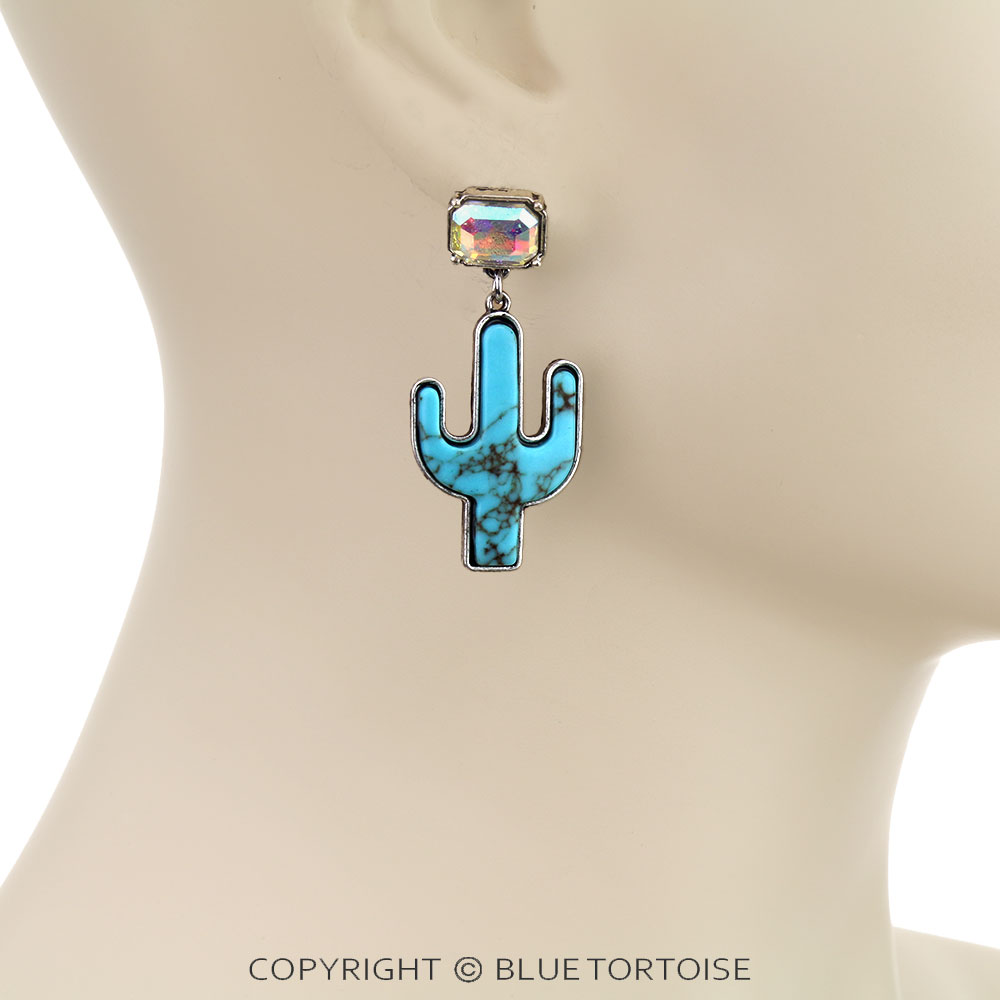 Western Cactus Stone Stud Earrings - Image 2