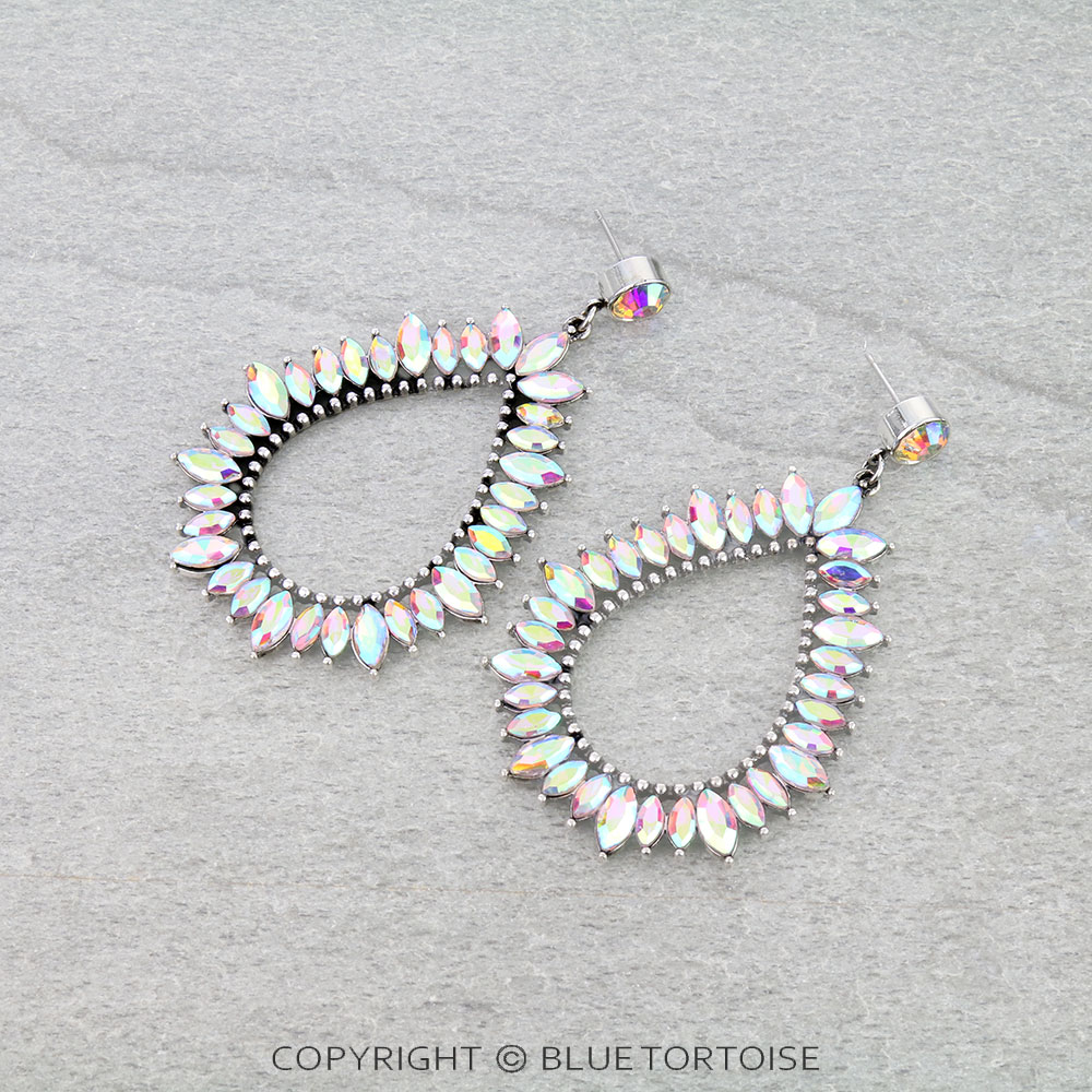 Western Style Teardrop Stone Stud Earrings