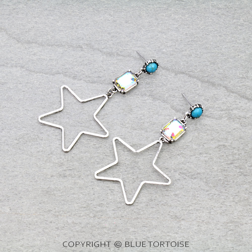 Western Star Cutout Stone Stud Earrings