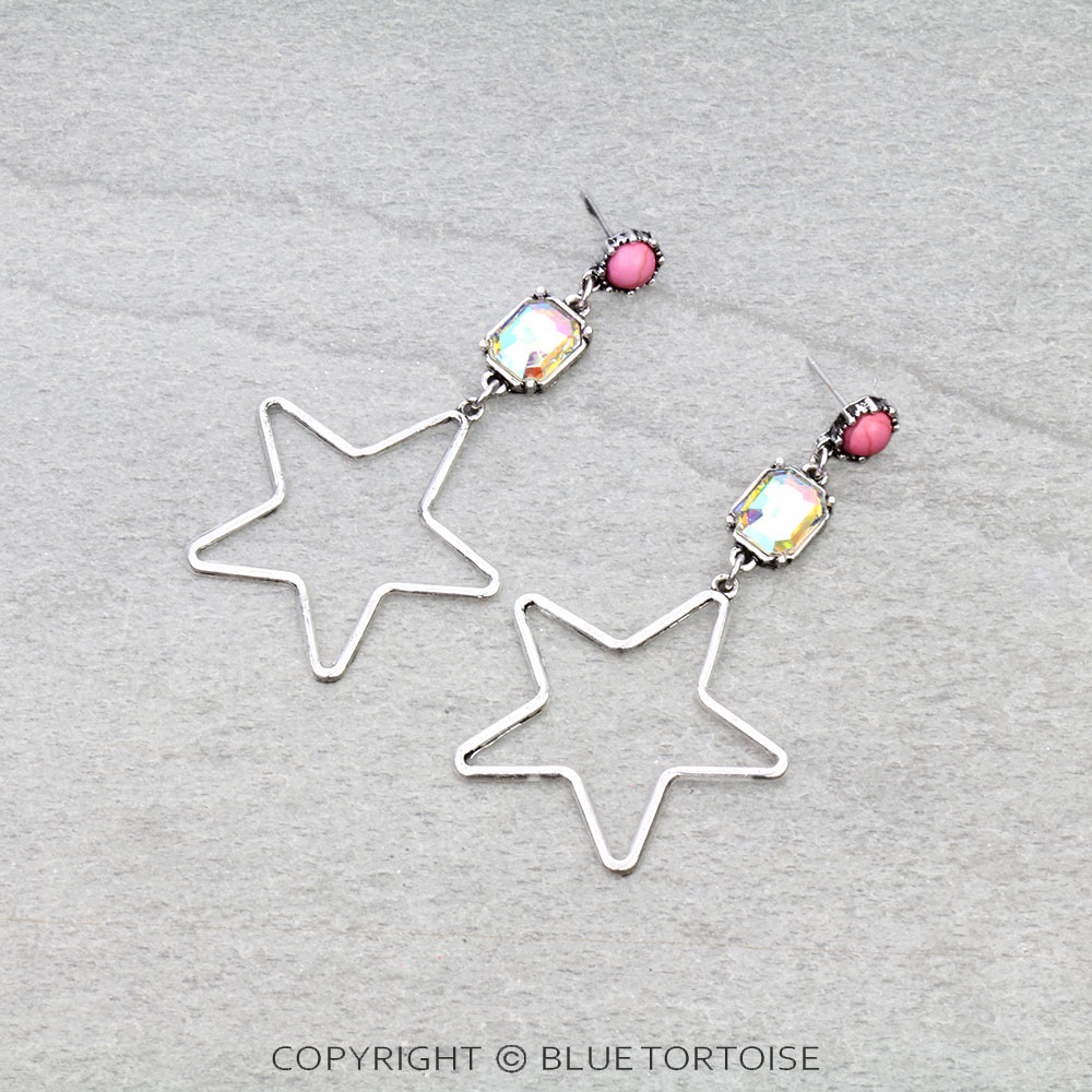Western Star Cutout Stone Stud Earrings
