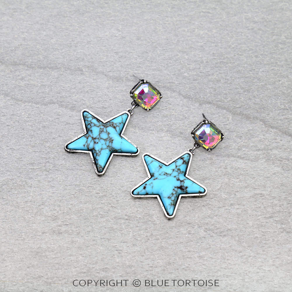 Western Star Stone Stud Earrings